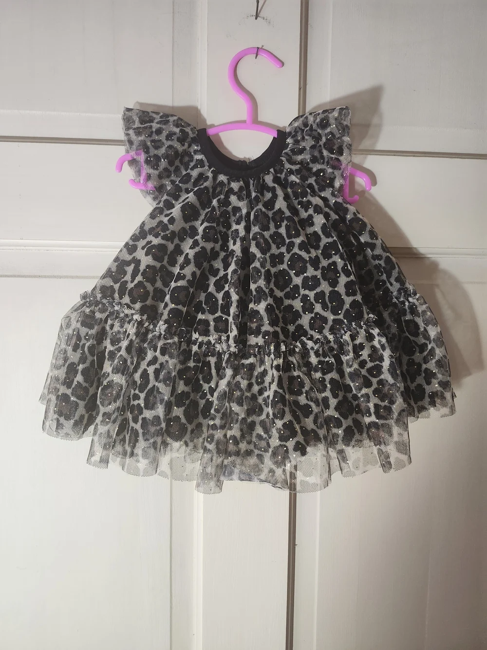Baby Starters Black, White & Gold Leopard Tulle Dress